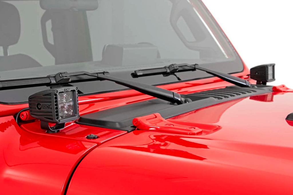 LED Light Kit | Cowl Mount | 2" Black Pair | Jeep Gladiator JT (20-23)/Wrangler JL (18-23) Rough Country