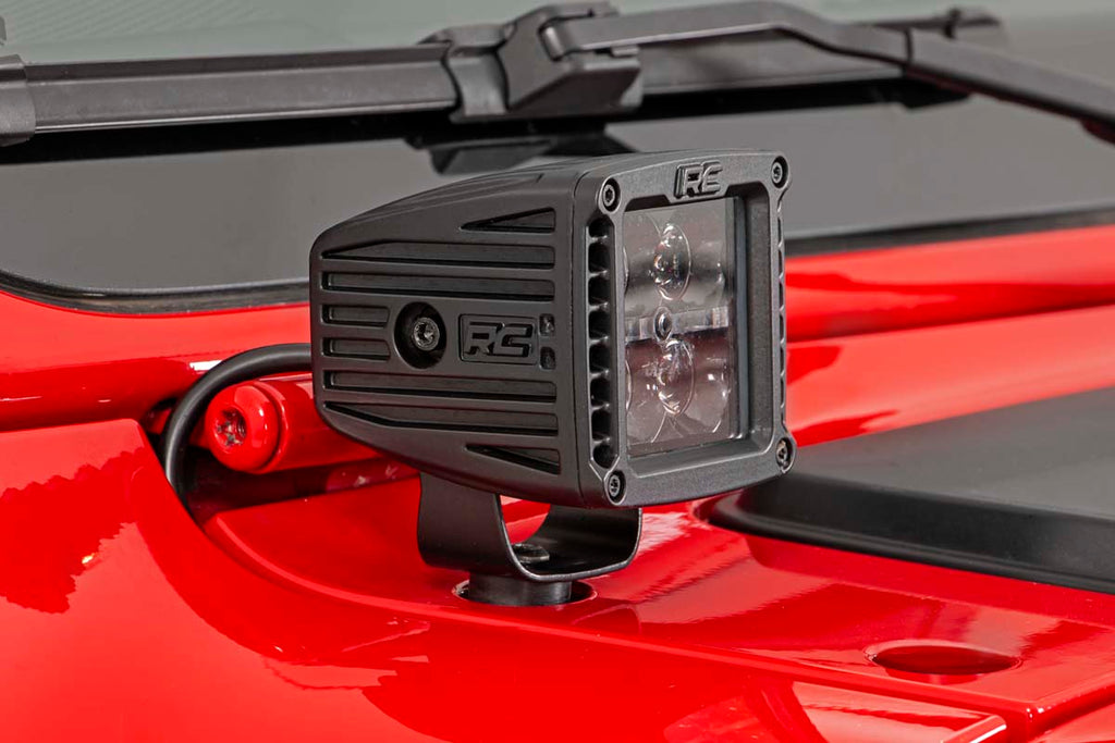 LED Light Kit | Cowl Mount | 2" Black Pair | Jeep Gladiator JT (20-23)/Wrangler JL (18-23) Rough Country