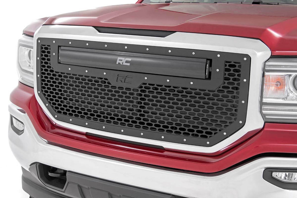 Mesh Grille | 30" Dual Row LED | Black | GMC Sierra 1500 (16-18) Rough Country