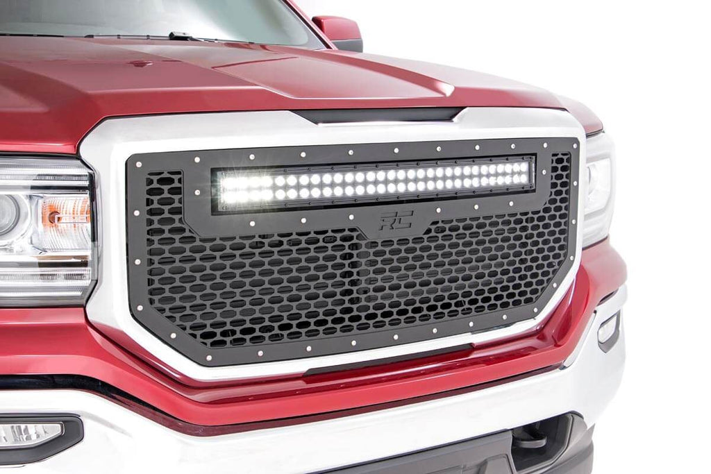 Mesh Grille | 30" Dual Row LED | Black | GMC Sierra 1500 (16-18) Rough Country
