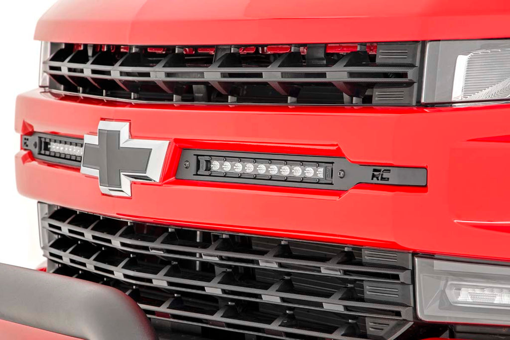 LED Light Kit | Grille Mount | 10" Black Slimline Pair | Chevy Silverado 1500 (19-23) Rough Country