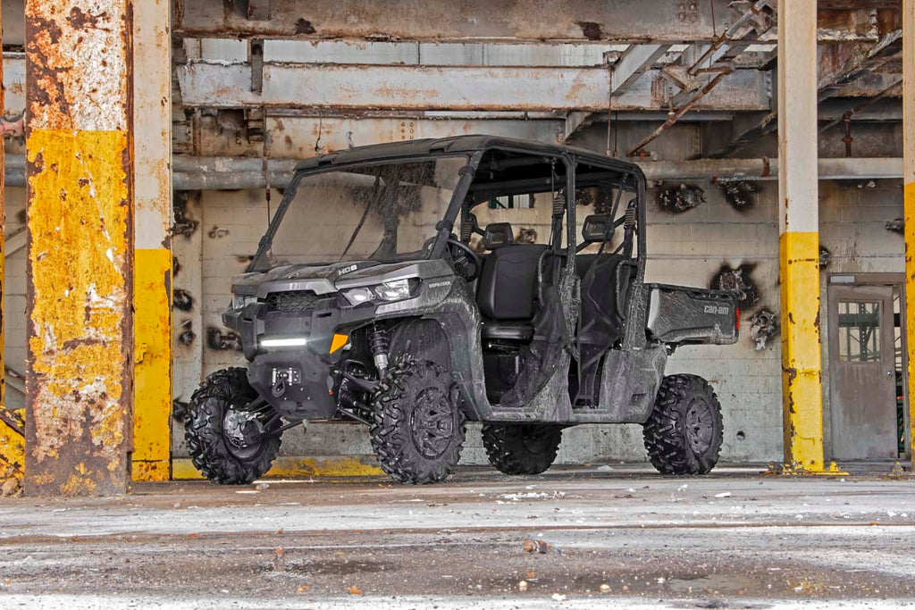 LED Light | Bumper Mount | 12" Black Single Row | White DRL | Can-Am Defender HD 8/HD 9/HD 10 Rough Country