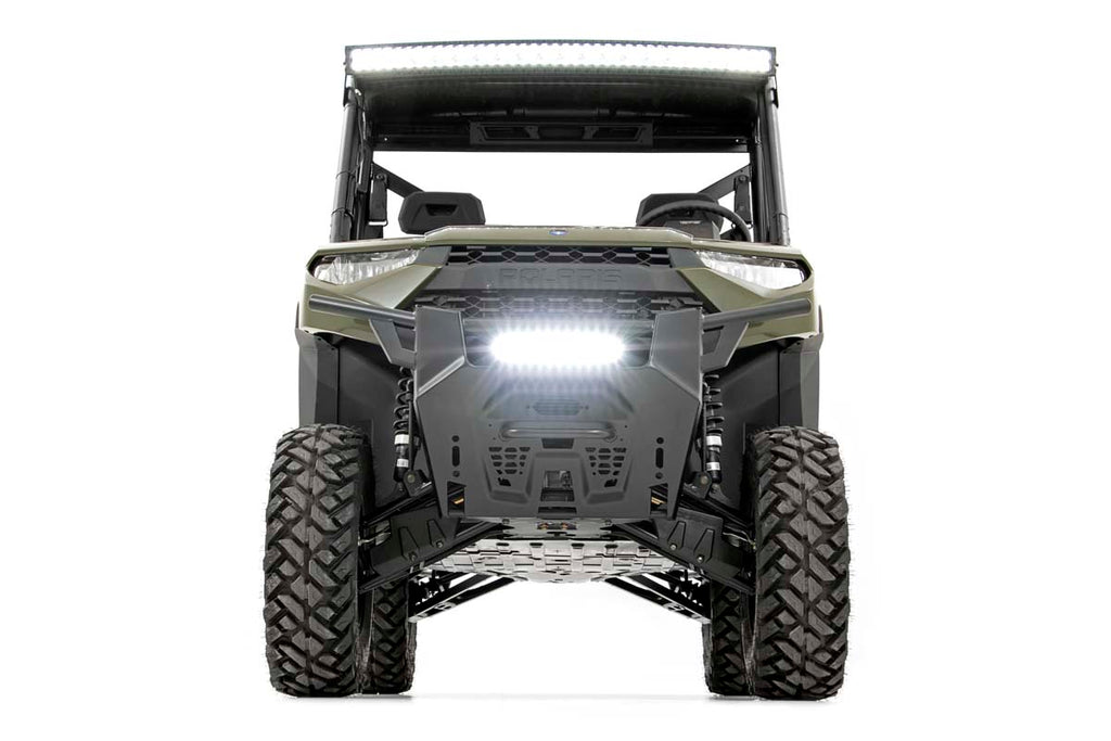 LED Light | Bumper Mount | 12" Black Single Row | White DRL | Polaris Ranger XP 1000/1000 Crew Rough Country