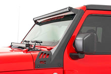 Load image into Gallery viewer, Jeep 50-inch Straight LED Light Bar Upper Windshield Kit w/ Single-Row Chrome Series LED (20-22 Gladiator JT, 18-22 Wrangler JL) Rough Country