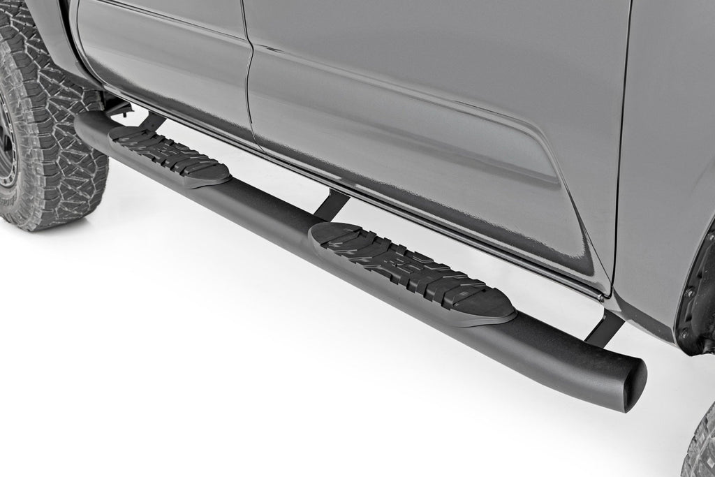 Oval Nerf Step | Double Cab | Black | Toyota Tacoma 2WD/4WD (05-23) Rough Country