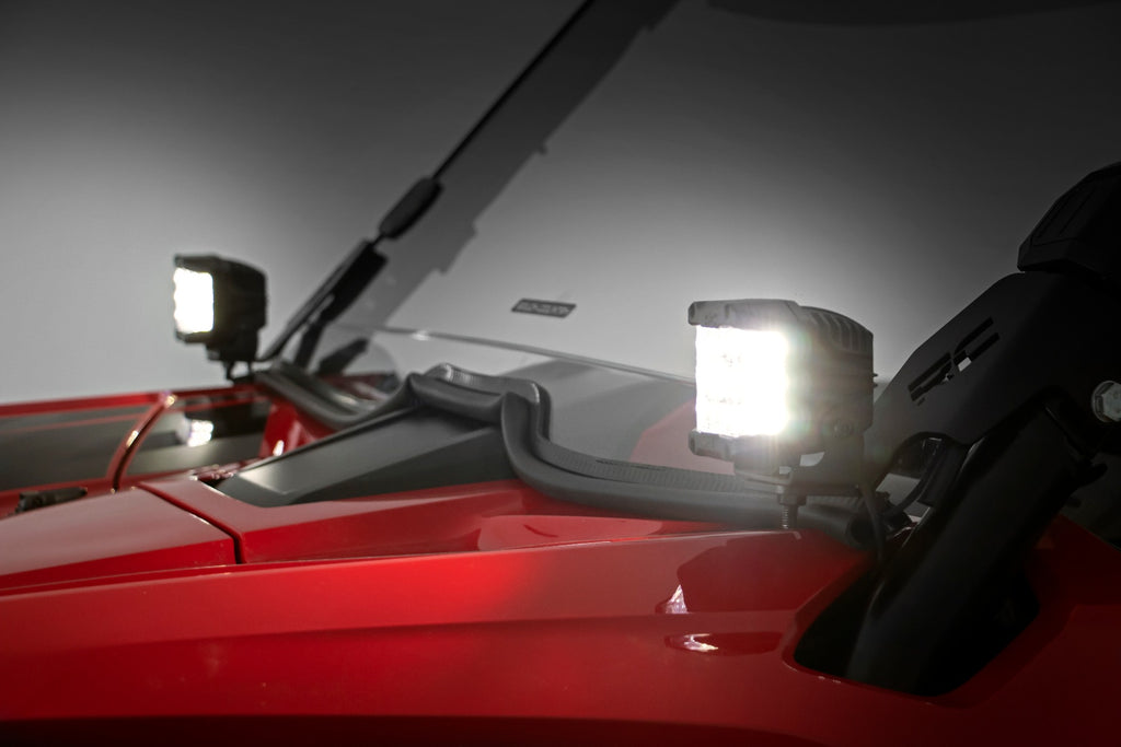 LED Light | Cage Mount | 2" Chrome Pair | Wide Angle | Honda Talon 1000 Rough Country