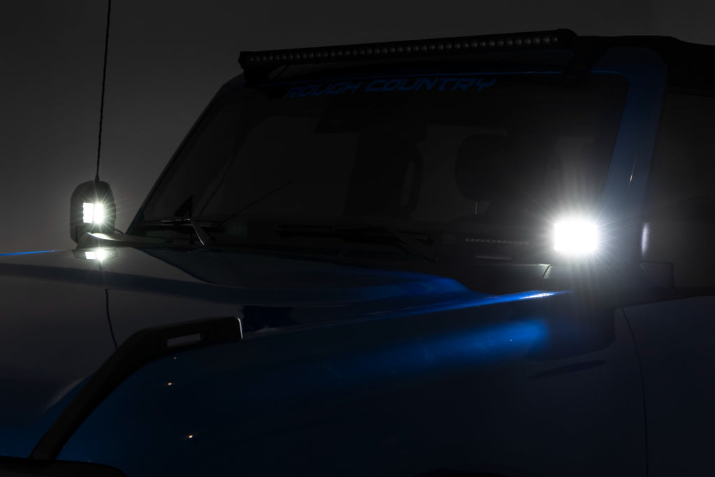 LED Light Kit | Ditch Mount | 2" Black Pair | White DRL | Ford Bronco (21-23) Rough Country