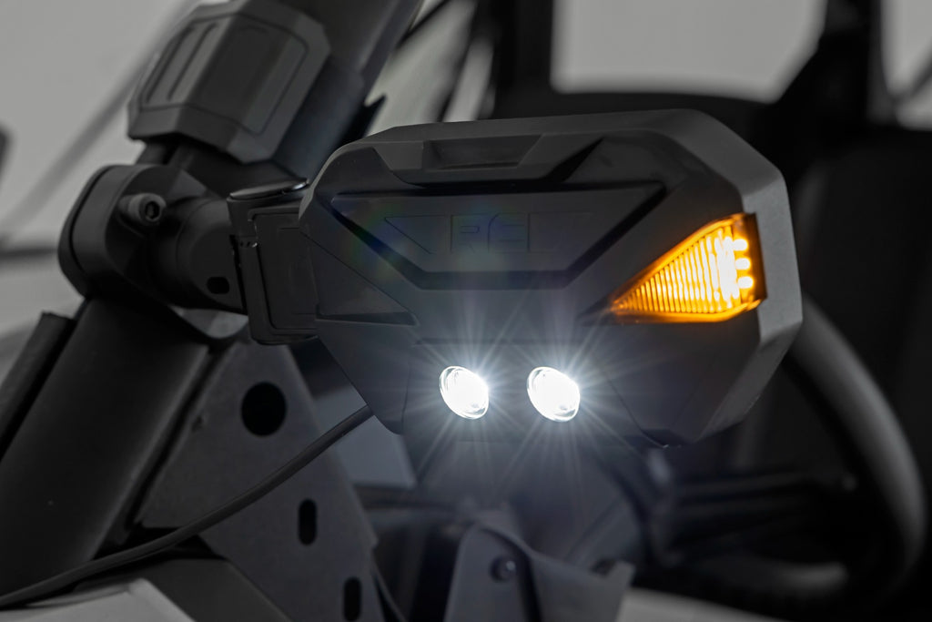 UTV Aluminum Side Mirrors | Blinker Kit | 1.5-2" Roll Cage (Universal) Rough Country