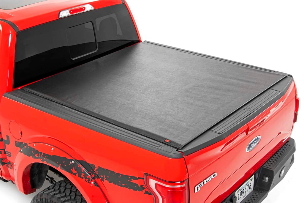 Soft Roll Up Bed Cover | 6'7" Bed | Ford F-150/F-150 Lightning/Raptor (15-23) Rough Country