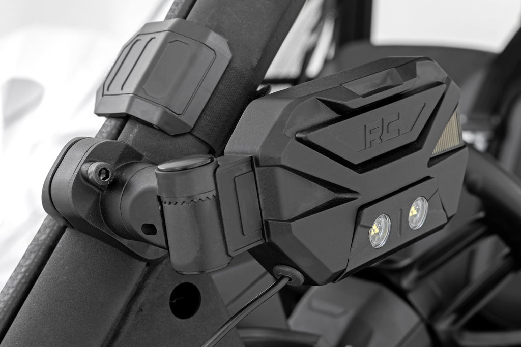 UTV Aluminum Side Mirrors w/Turn Signal (Pro-Fit Cages | Universal) Rough Country