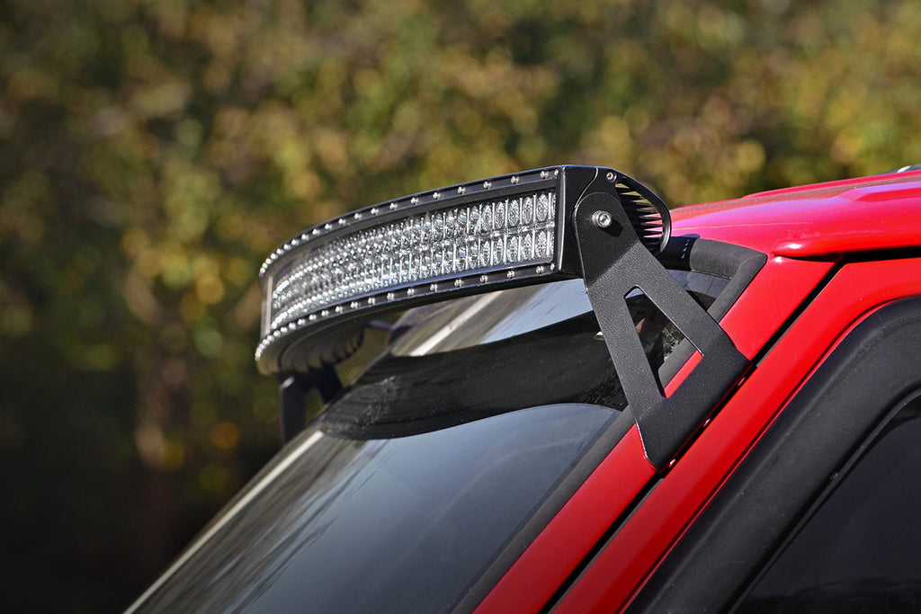 LED Light Kit | Windshield Mount | 50" BLK Single Row | Jeep Cherokee XJ (84-01) Rough Country