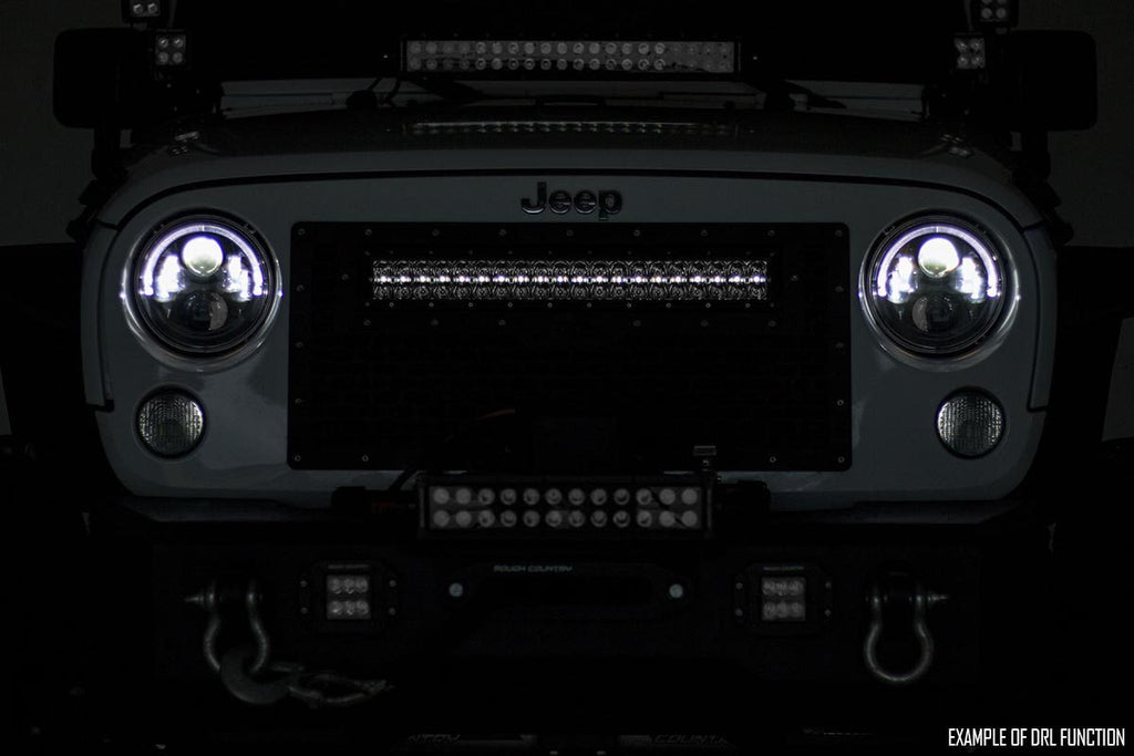 Mesh Grille | 30" Dual Row LED | Black | Amber DRL | GMC Sierra 1500 (14-15) Rough Country