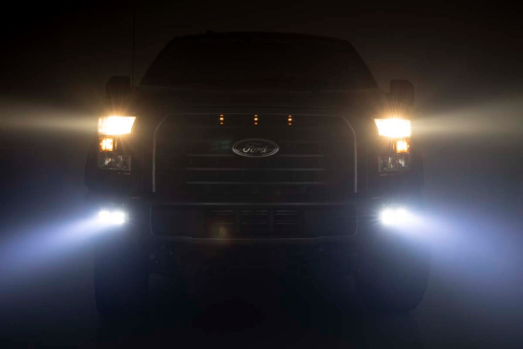 LED Light Kit | Fog Mount | Dual 2" Black Pairs | SAE | Ford F-150 (15-17) Rough Country