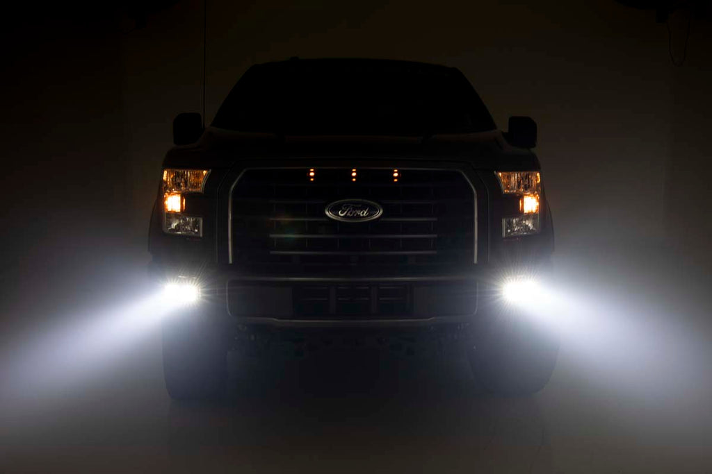 LED Light Kit | Fog Mount | Dual 2" Black Pairs | SAE | Ford F-150 (15-17) Rough Country