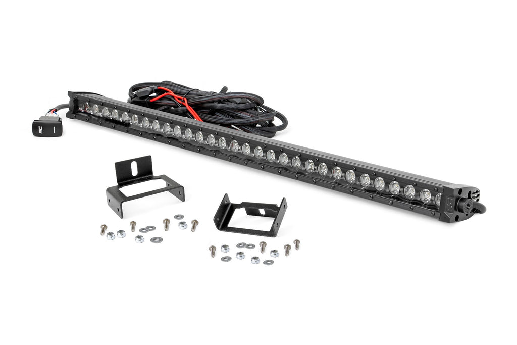 LED Light Kit | Grill Mount | 30" Black Single Row | White DRL | Ford Super Duty (11-16) Rough Country