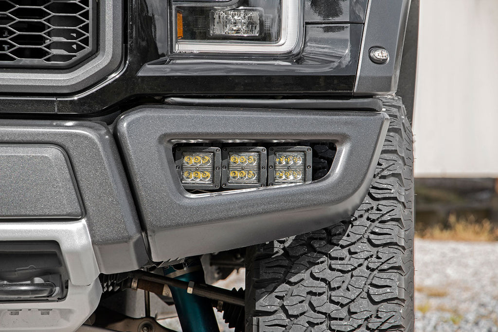LED Light Kit | Fog Mount | Triple 2" Black Pair | Ford Raptor (17-20) Rough Country
