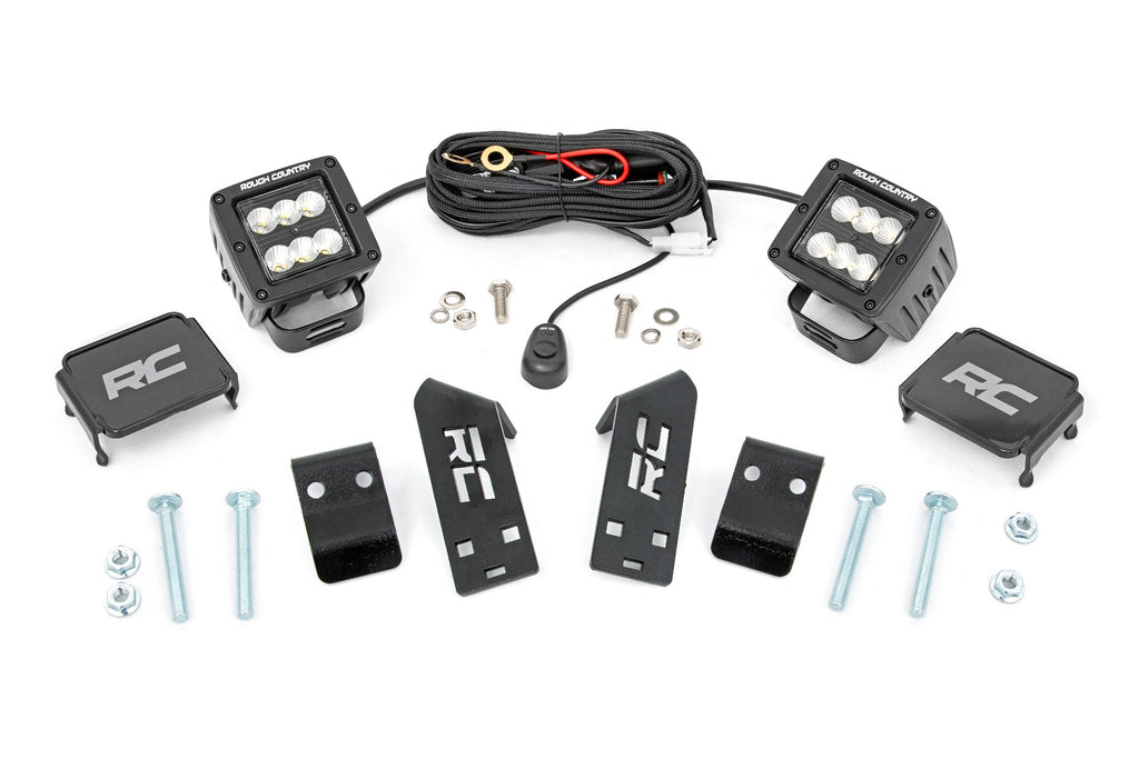 LED Light | A Pillar Mount | 2" Black Pair | Spot | Polaris RZR PRO XP Rough Country