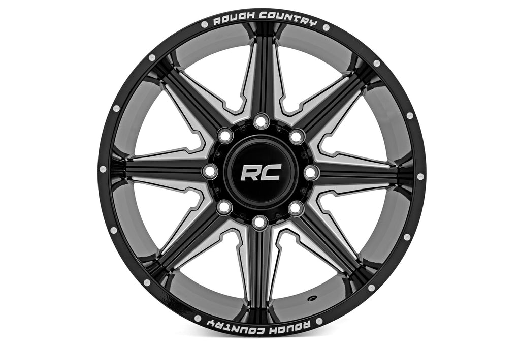 Rough Country 91 Series Milled One-Piece | Gloss Black | 22x10 | 5x5.5 | -18m Rough Country