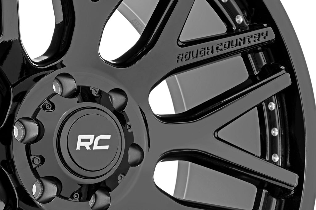 Rough Country 95 Series Wheel | One-Piece | Gloss Black | 20x10 | 5x4.5 | -19mm Rough Country