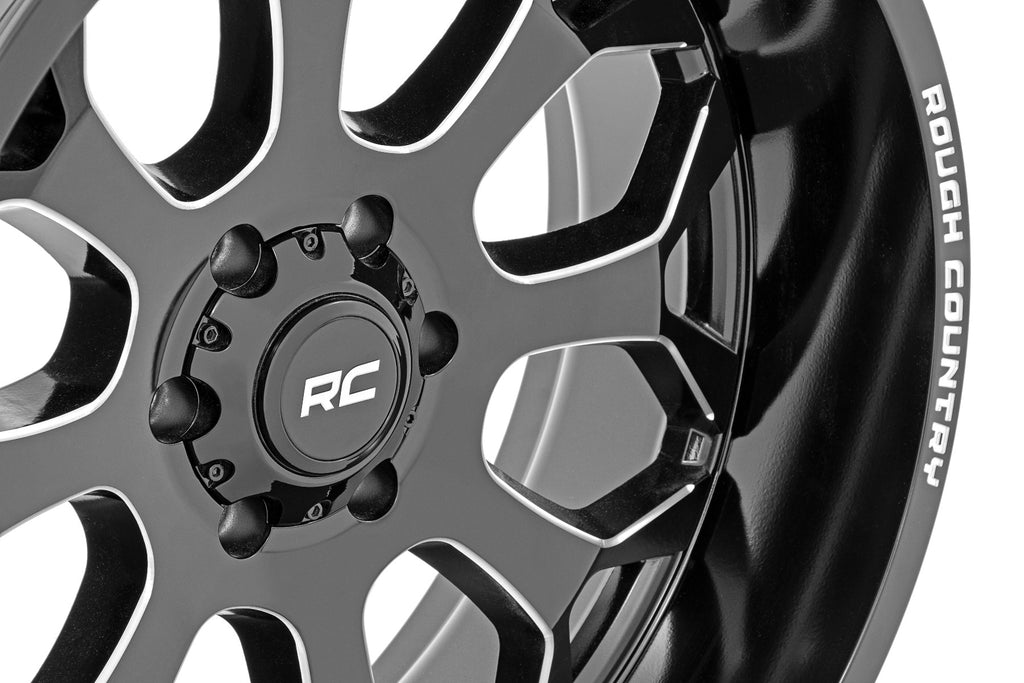 Rough Country 96 Series Wheel | One-Piece | Gloss Black | 20x10 | 8x170 | -19mm Rough Country