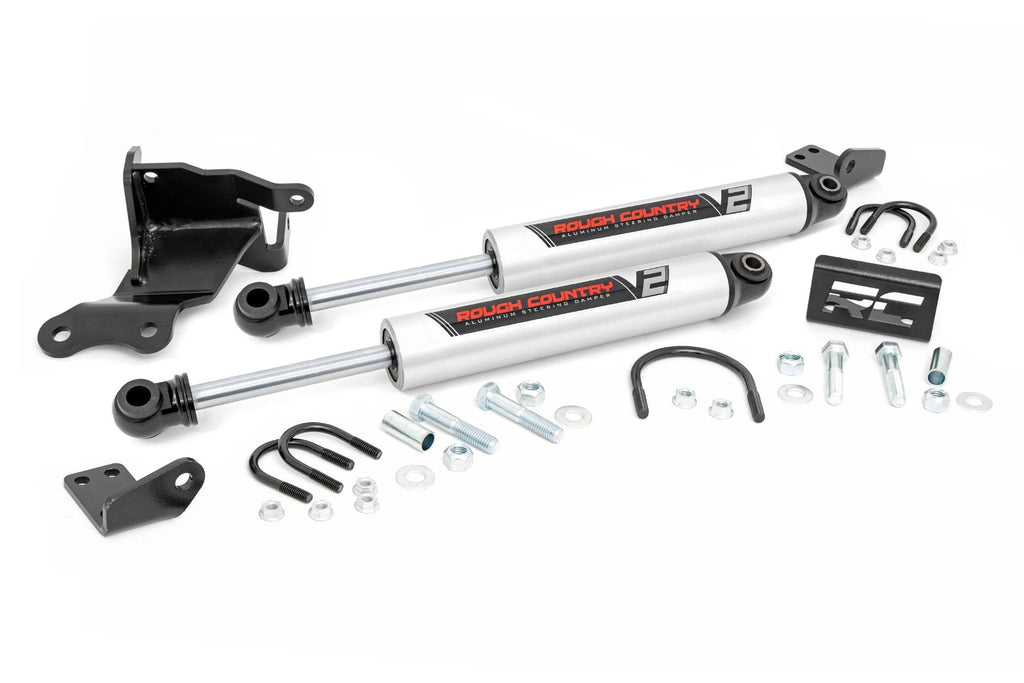 V2 Steering Stabilizer | Dual | 2.5-8 Inch Lift | Jeep Gladiator JT (20-22)/Wrangler JL (18-23) Rough Country
