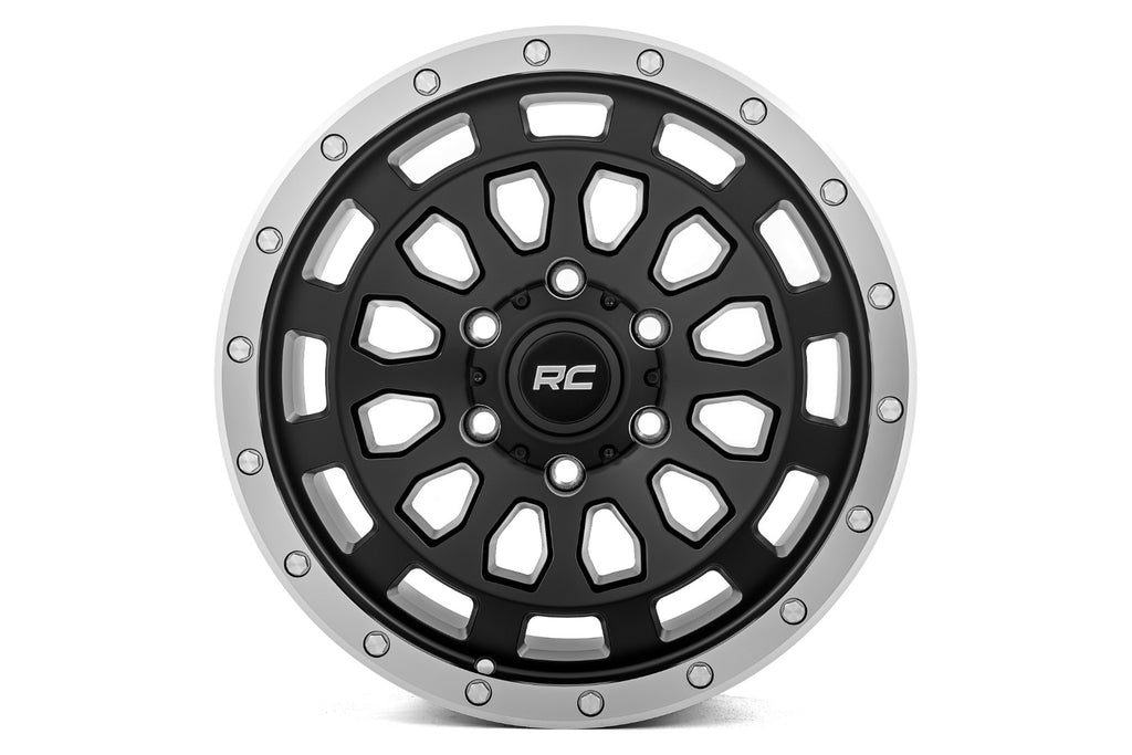 Rough Country 87 Series Wheel | Simulated Beadlock | Black/Machined | 17x8.5 | 6x5.5 | +0mm Rough Country