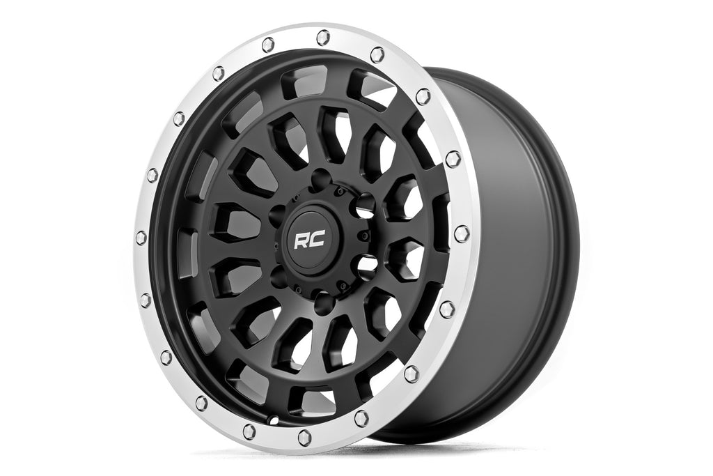 Rough Country 87 Series Wheel | Simulated Beadlock | Black/Machined | 17x8.5 | 6x5.5 | +0mm Rough Country