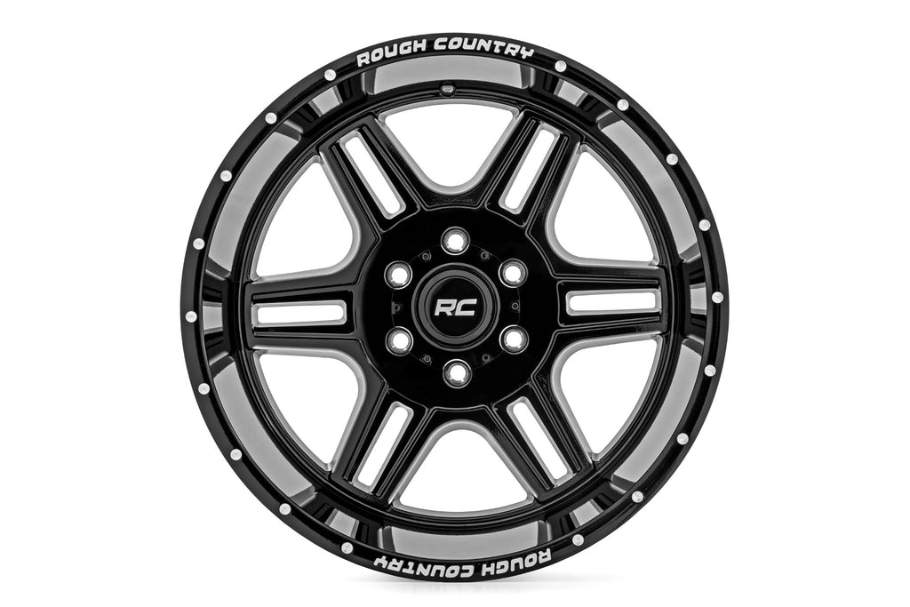 Rough Country 92 Series Wheel | Machined One-Piece | Gloss Black | 22x12 | 6x135 | -44mm Rough Country