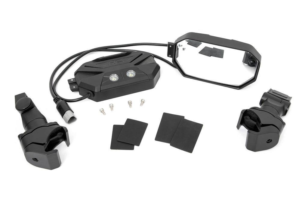 UTV Aluminum Side Mirrors w/Turn Signal (Pro-Fit Cages | Universal) Rough Country