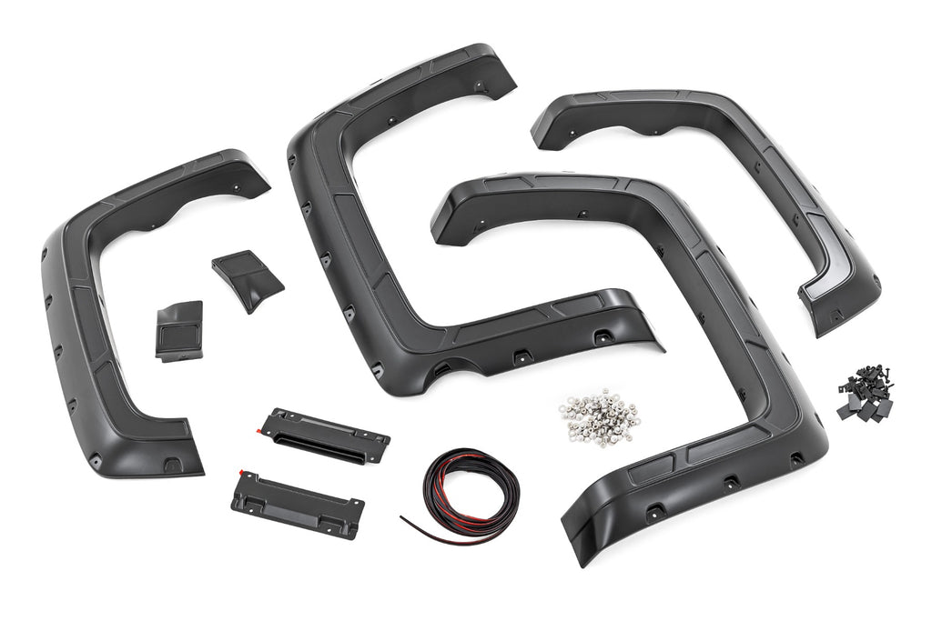 Defender Pocket Fender Flares l 5'9" Bed  | Silver | Chevy Silverado 1500 (14-18) Rough Country