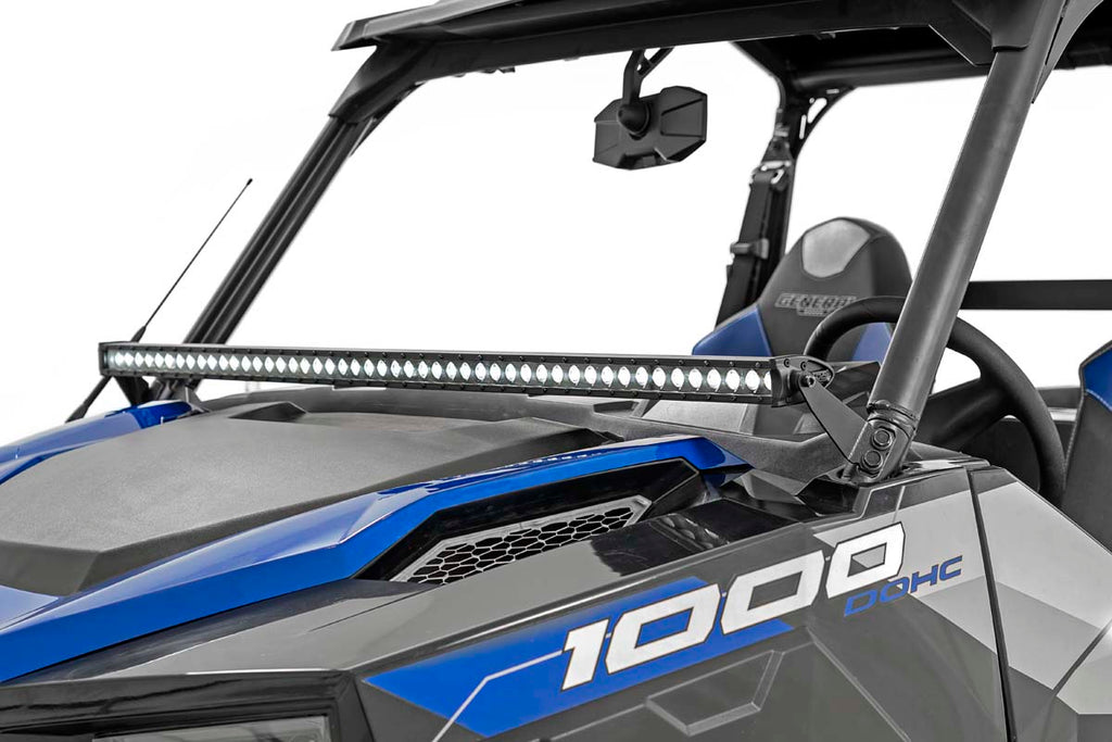 LED Light | Lower Windshield | 50" Black Single Row | White DRL | Polaris General/General XP Rough Country