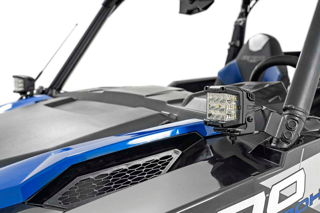 LED Light | Cage Mount | 2" Black Pair | Spot | Polaris General/General XP Rough Country