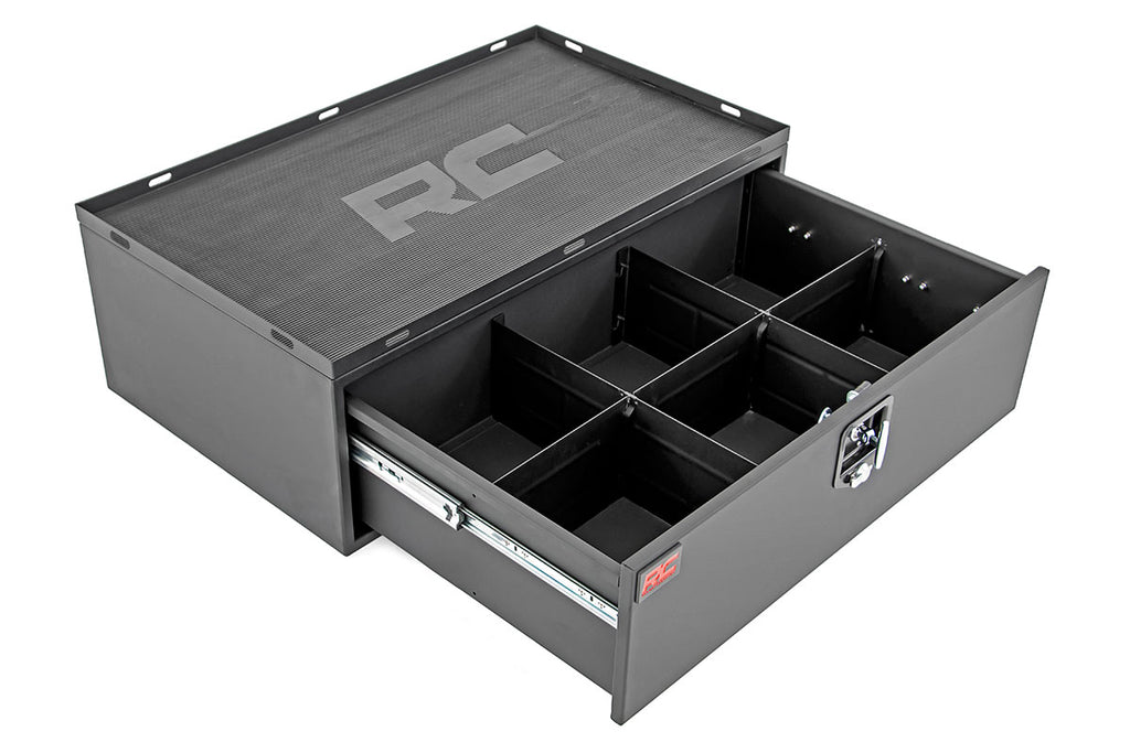 Storage Box | Metal | Slide Out Lockable Drawer | Jeep Wrangler JL (18-23) Rough Country