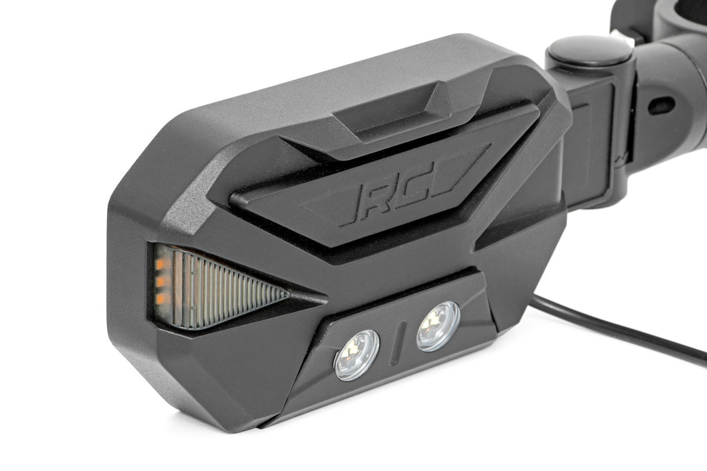 Aluminum Side Mirrors | UTV | Round Tube Cage w/Turn Signal Rough Country