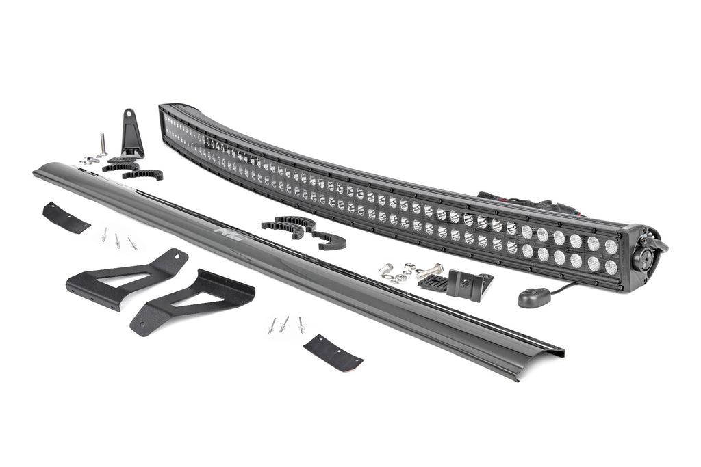 LED Light Kit | Windshield Mount | 50" BLK Dual Row | Jeep Cherokee XJ (84-01) Rough Country