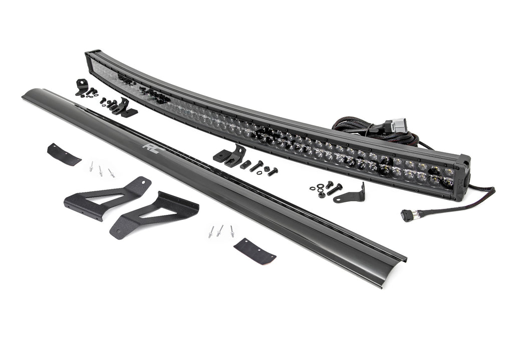 LED Light Kit | Windshield Mount | 50" BLK Dual Row | White DRL | Jeep Cherokee XJ (84-01) Rough Country